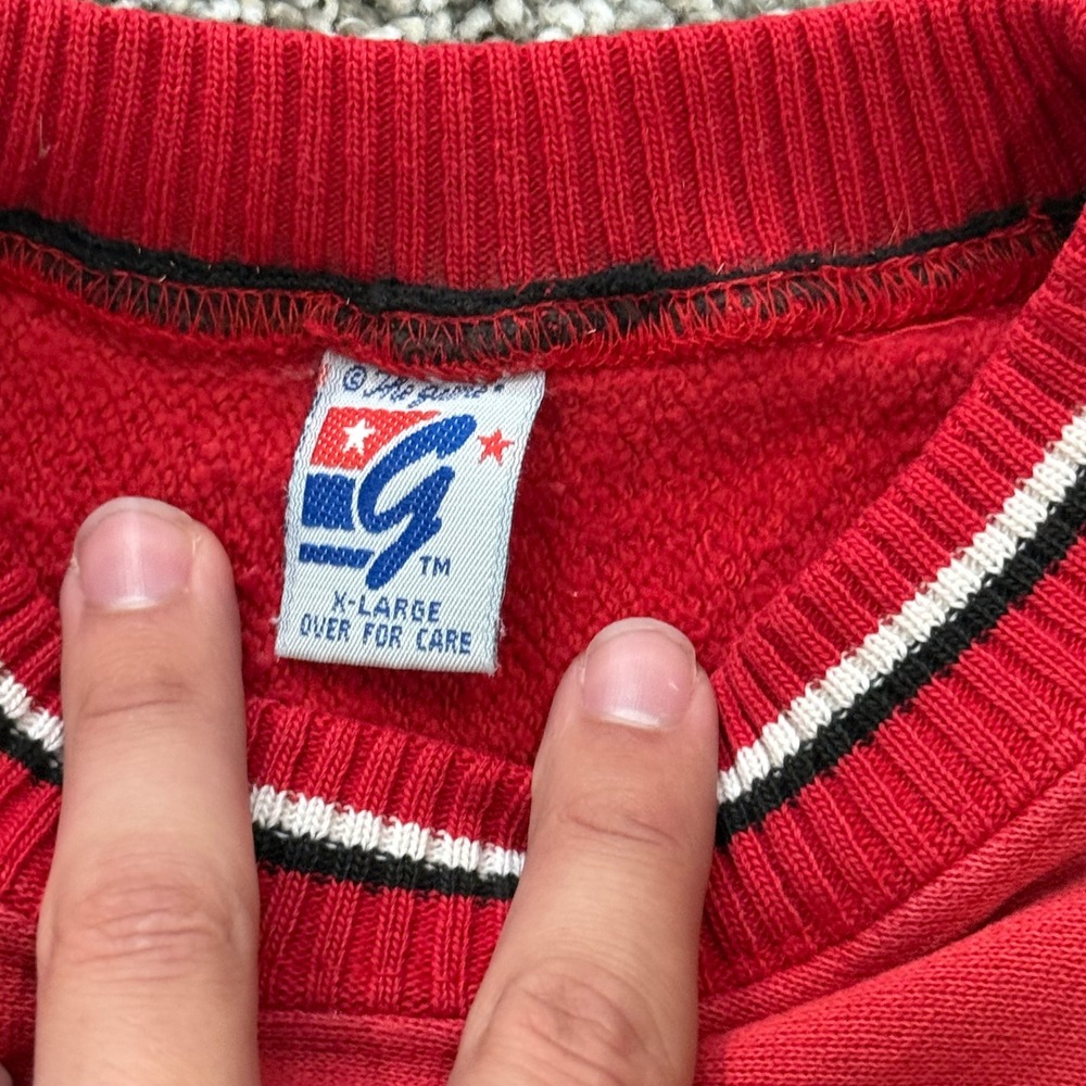 Vintage 90s Chicago Bulls Crewneck Sweatshirt Mens XL Red Embroidered NBA - Picture 4 of 7